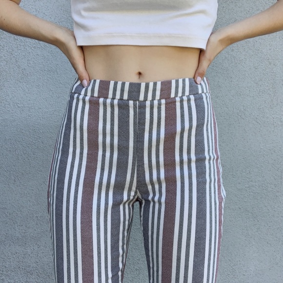 Free People Pants - Blue/ Red Free People Pin Stripe Straight Pants 0
